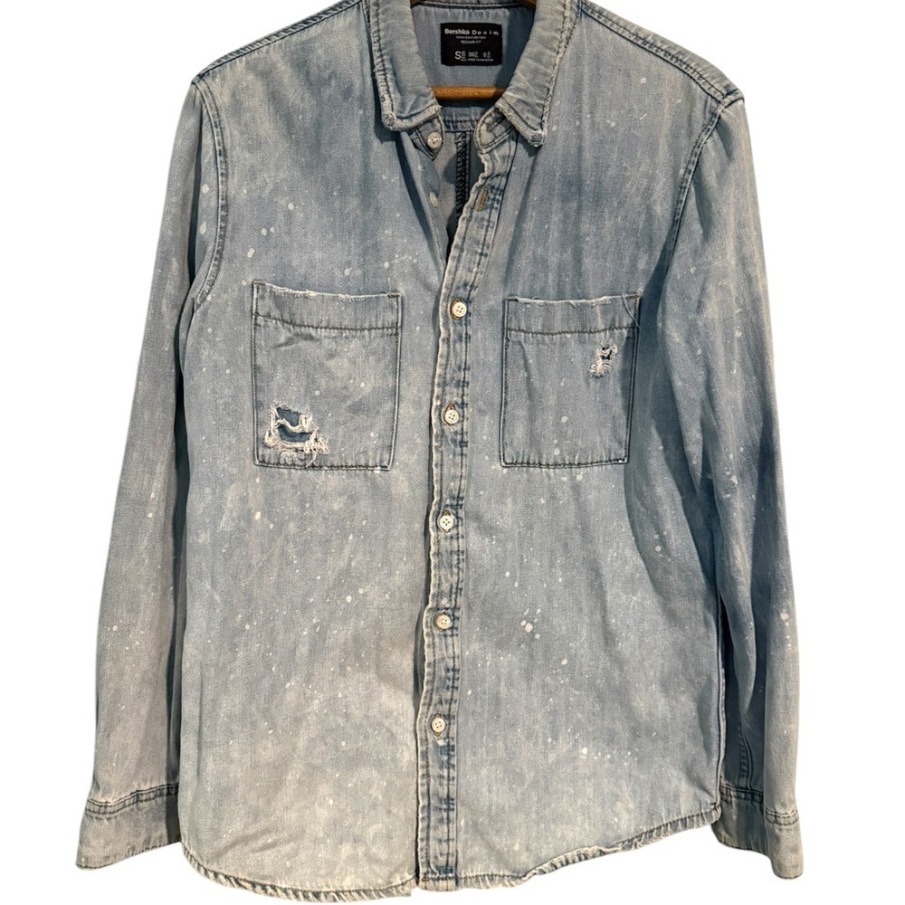 Bershka Blue Casual Button Down Shirt